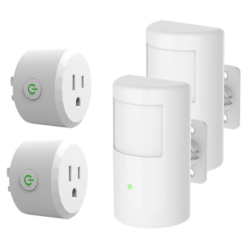 ASOFTY 2 Pack Motion Sensor Switch with Outlet, PIR Wireless Motion Sensor Plug with Light Sensor, Adjustable Sensitivity, IP54 Waterproof, Auto Activated Lights and Devices for Indoor/Outdoor - Image 1